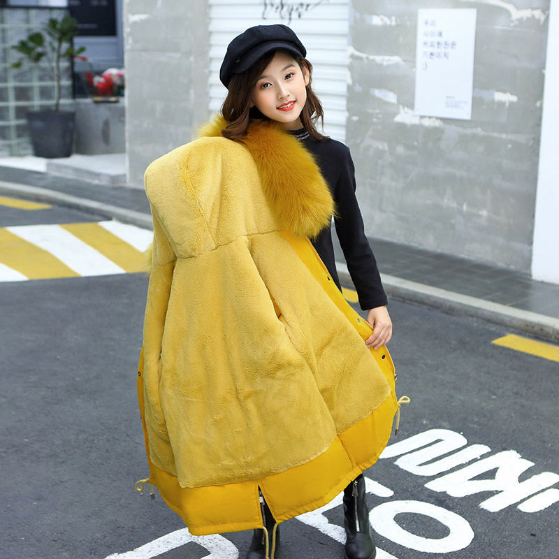 Winter Jacke für Mädchen Russische freundlicher Schneeanzüge Plus Samt Warme Mit Kapuze Oberbekleidung Mantel freundlicher Teenager Mädchen Parkas 6-13 Y