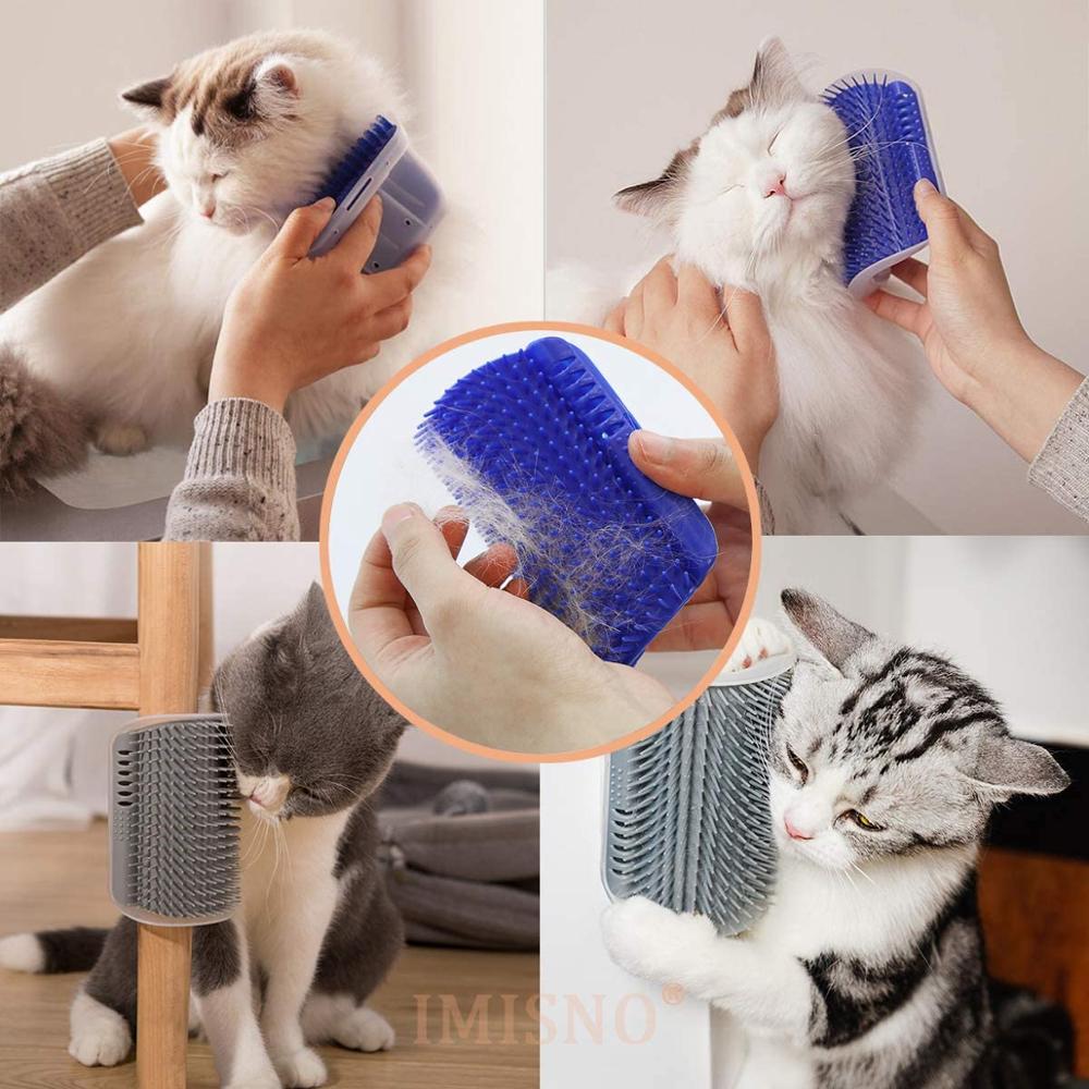 Katt själv groomer borste katt leksak hörn kittlare med kattmynta katter hund hårborttagning kam husdjur massage grooming verktyg hårtrimmer