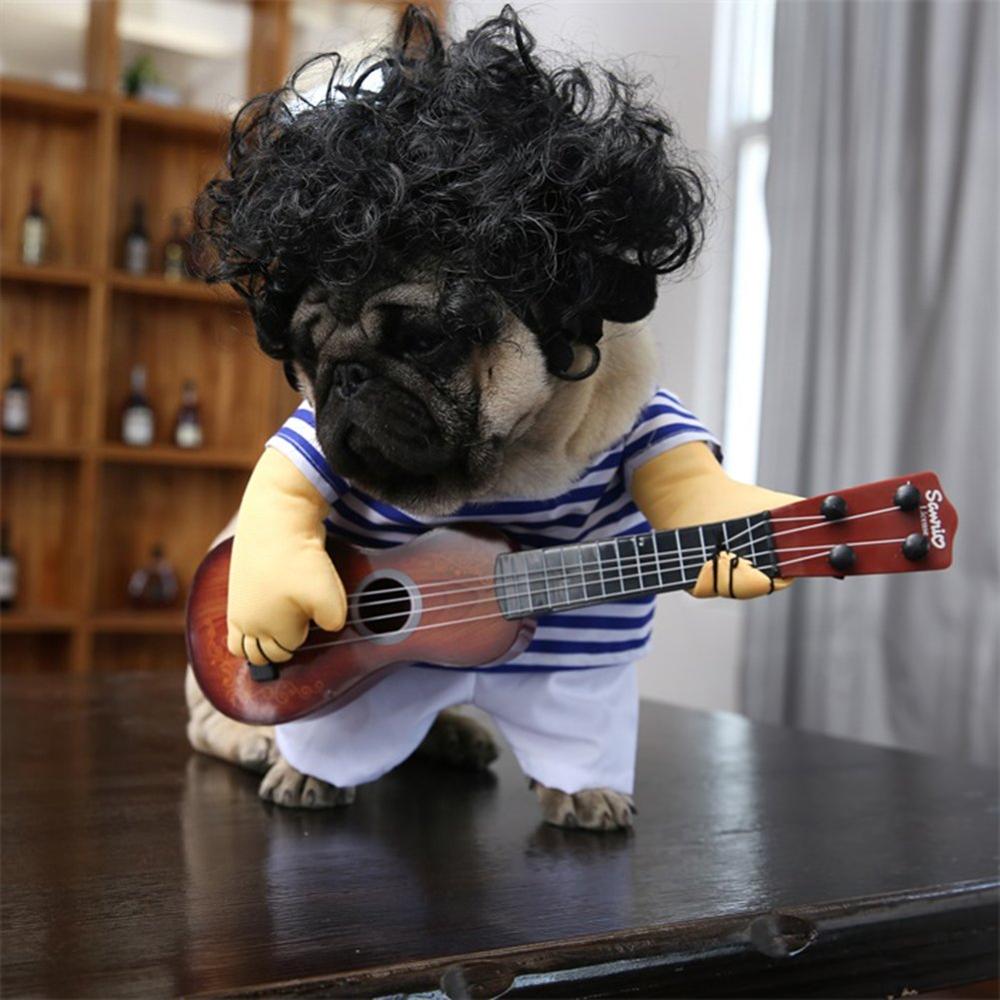 Disfraz de guitarra NACOCO para mascotas, disfraz de perro, guitarrista, jugador, Halloween, Navidad, Cosplay, , divertida ropa de gato