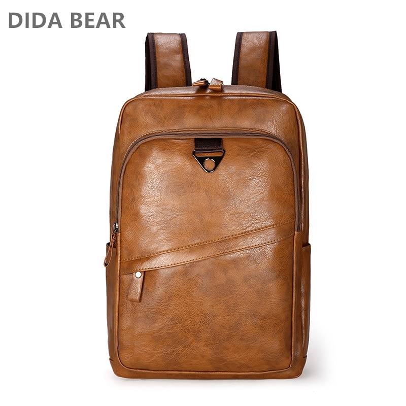 Mochila para hombre, mochila de cuero PU, Mochilas grandes para ordenador portátil, Mochilas masculinas, mochila escolar informal para adolescentes y niños, mochila de