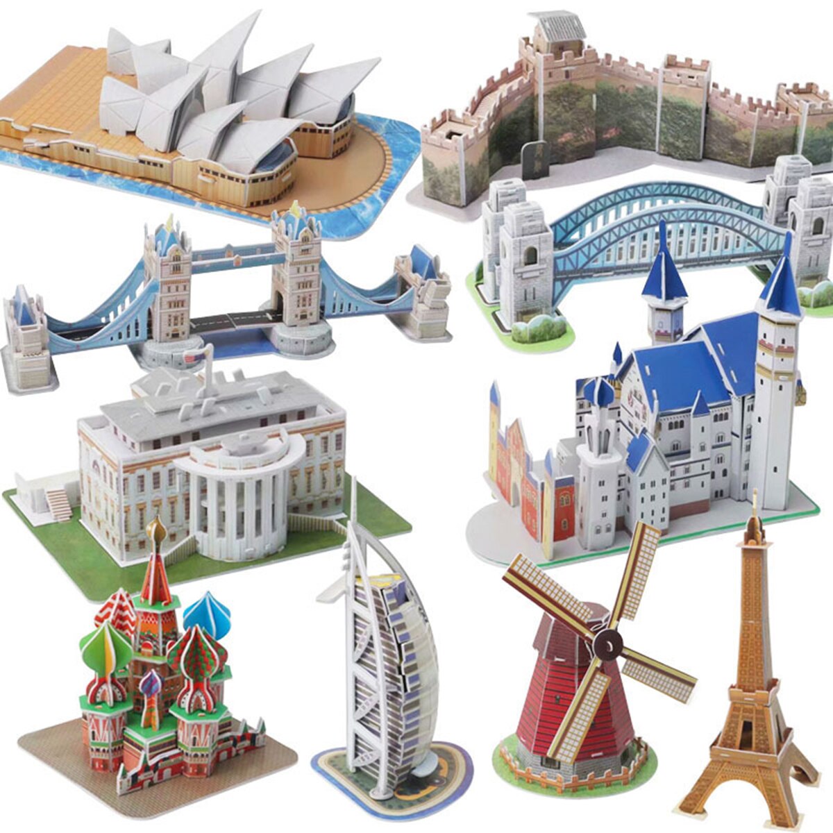 Newest Kids Toddler Puzzle DIY Intelligence 3D Puzzle Science Education City Landscape Puzzle Toys for Boys Girls