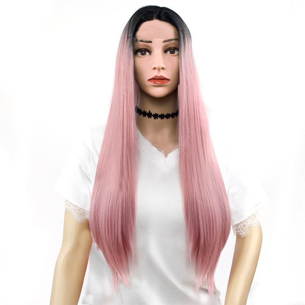 Ombre Blonde lace front wigs For Women Synthetic pink frontal lace wigs Female Long Straight Hair wig for