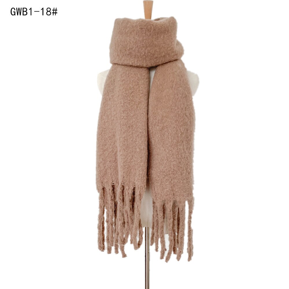 DIANRUO doux cachemire tricot écharpe pour les femmes hiver foulards Hijab solide Pashmina dame châle envelopper Double face écharpes Q351: GWB1-18