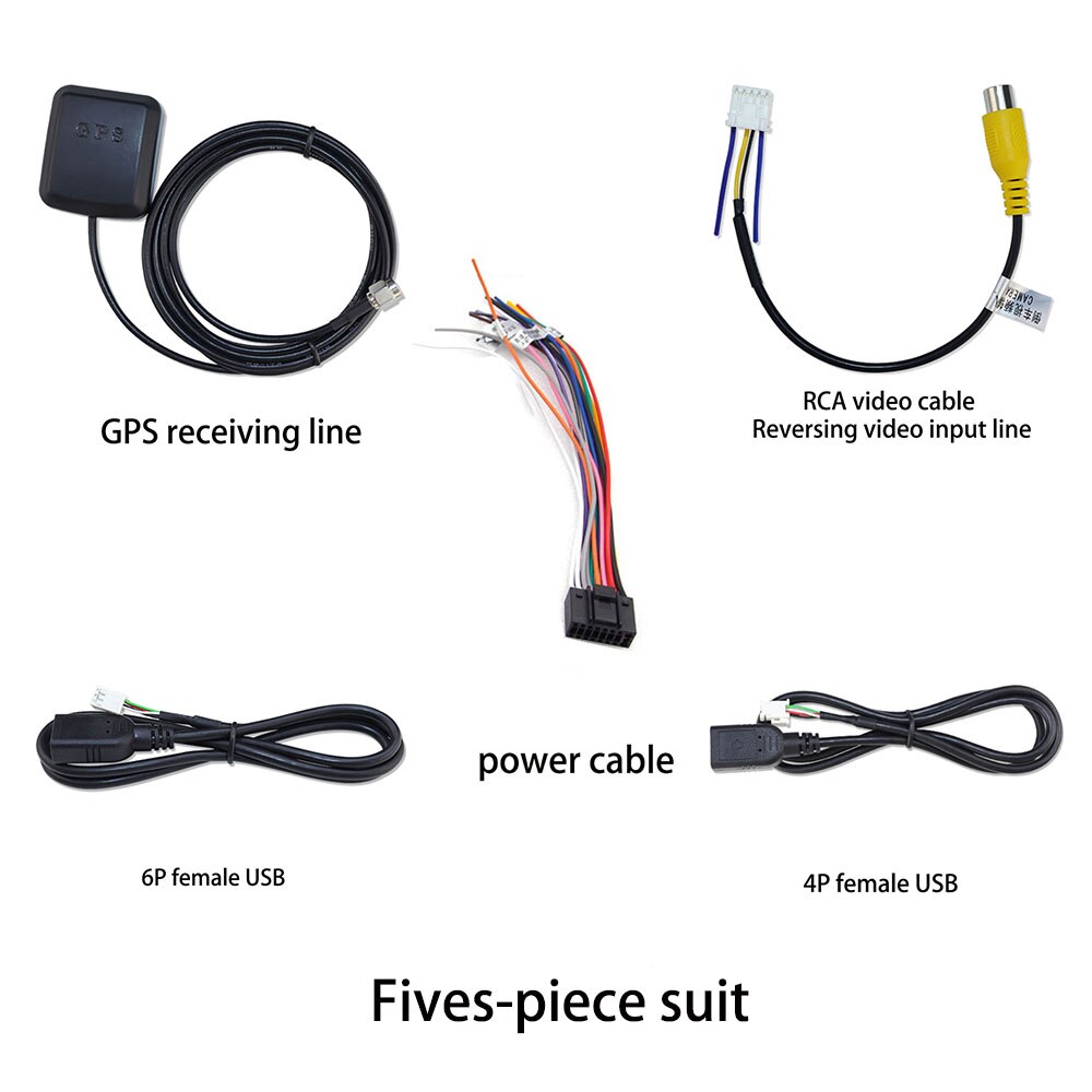 Câble d&#39;alimentation 4G avec antenne GPS, 4 broches, 6 broches, USB 10, RCA, pour Android, Radio multimédia: ONE SETS