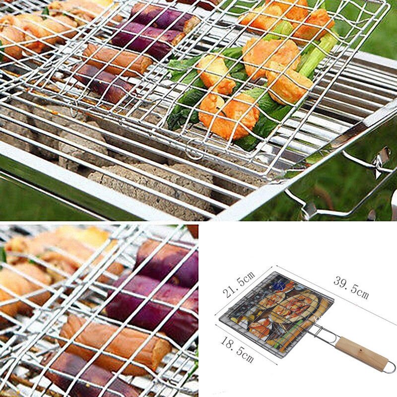 Bbq-grill, grillmand, roestvrijstalen gaas, kookgereedschap voor buiten, bbq-accessoires, gemakkelijk schoon te maken, kookgereedschap voor buiten
