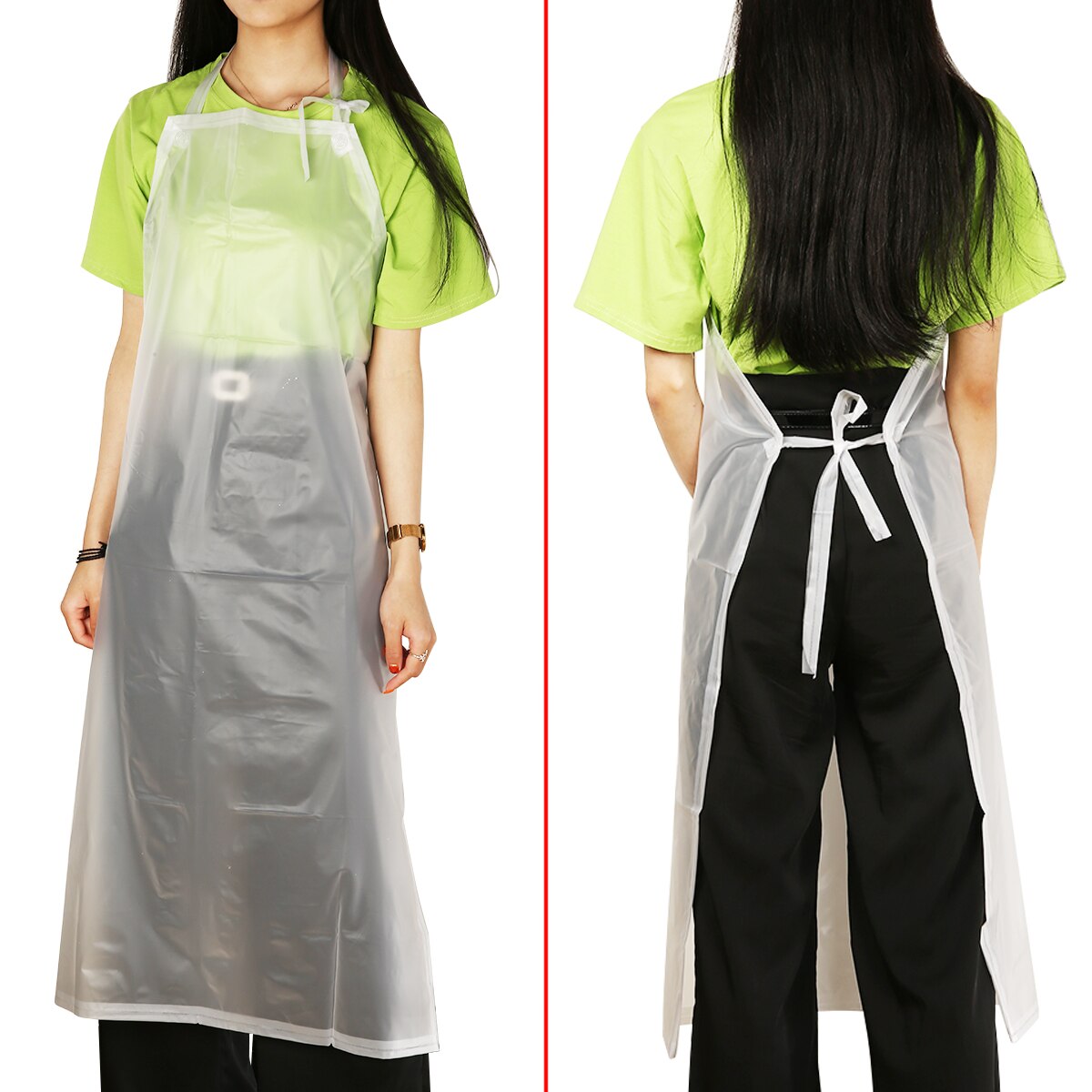 Frosted PVC Transparent Waterproof Apron Clear Oil Resistance Apron Kitchen Cooking Unisex Back Tie Household Aprons