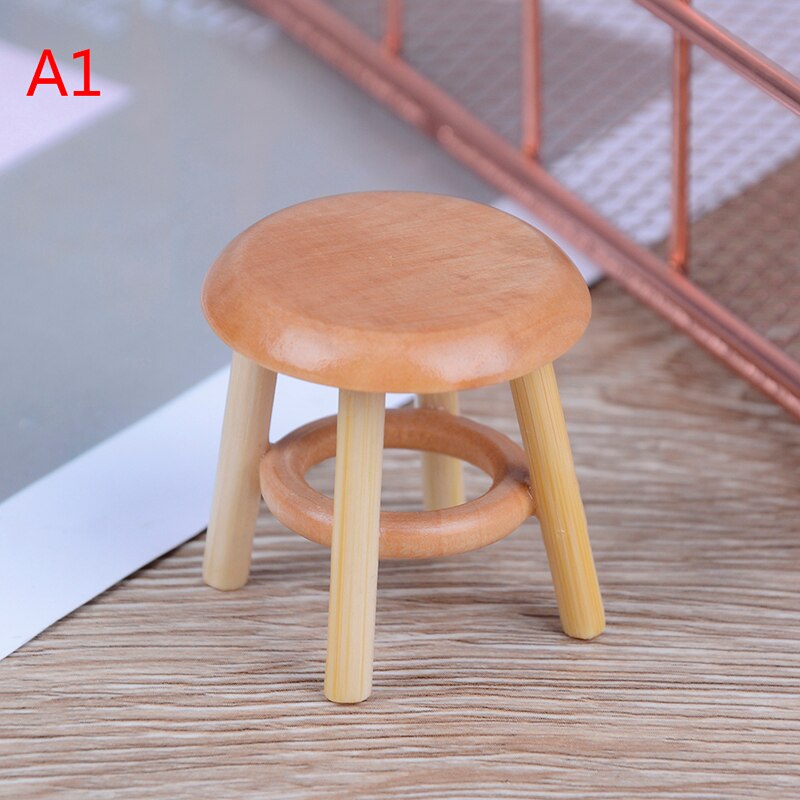 1/12 Dollhouse Miniature DIY Furniture Metal Plastic Wood Chair Doll House Accessories Toys for Baby Kids