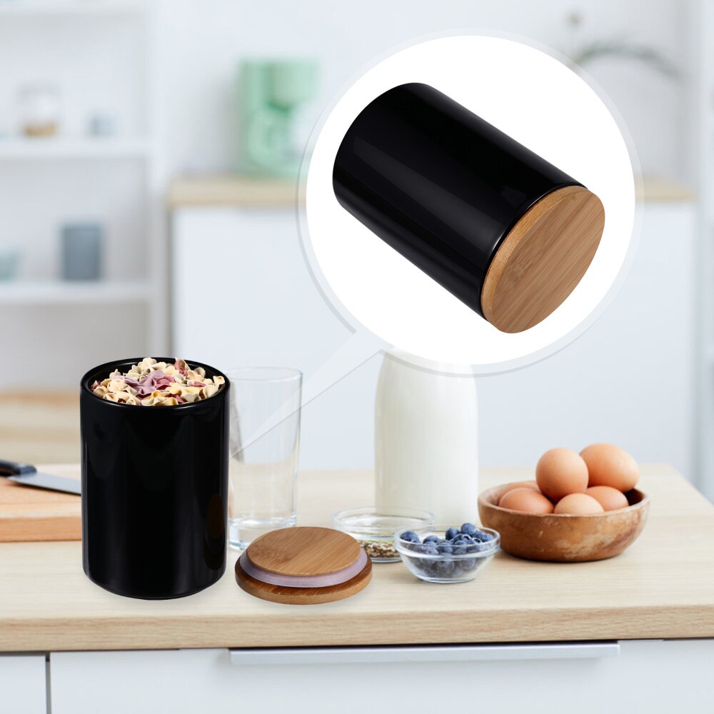 1pc cerâmica de bambu tampa de vedação pode moistureproof selado tanque de armazenamento para casa