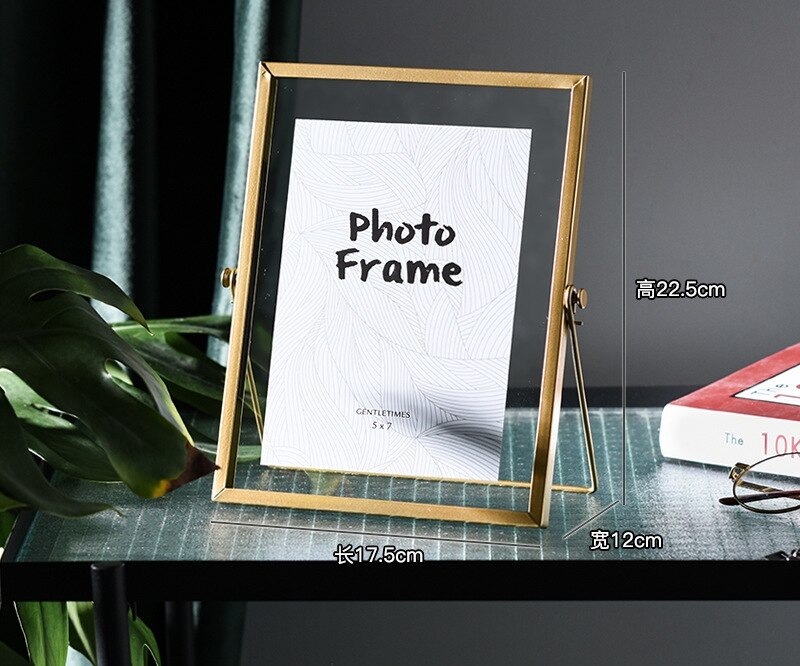 Cadre Photo géométrique en fer forgé, accessoires décoratifs créatifs pour la maison: Gold 7 inch