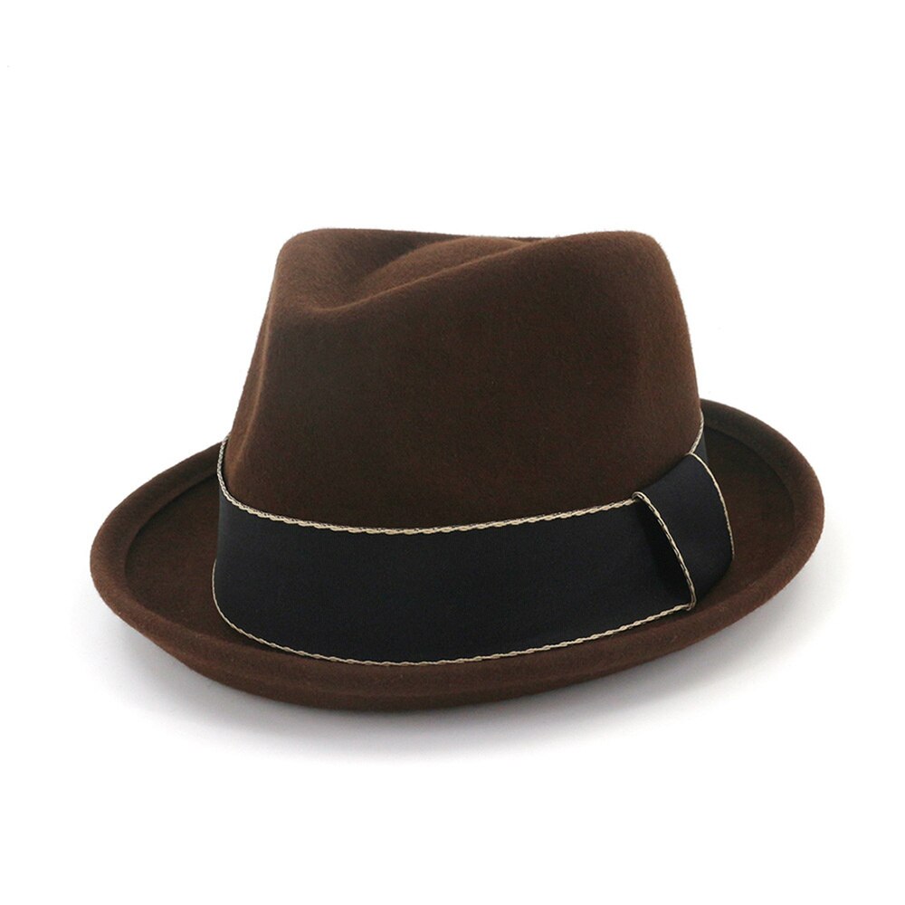 Hoaree vintage pork pie hoeden wollen fedora's vrouwen bordeauxrode trilby hoed dames retro jazz pet dames herfst winter vilten hoed
