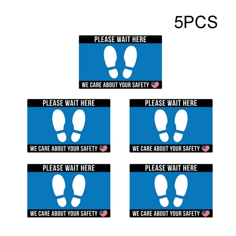 5pack45 * 30cm Social Isolation Floor Decals-safety Floor Sign Mark-keep 6 Feet Away-non-slip Stickers-A4: A1