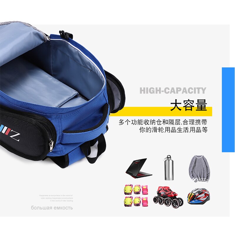 ZODOR-bolsa para patines de velocidad en línea, mochila de nailon para patinaje de 90mm, 100mm, 110mm, 125mm, 4 ruedas, 3 ruedas, zapatos para patines de velocidad
