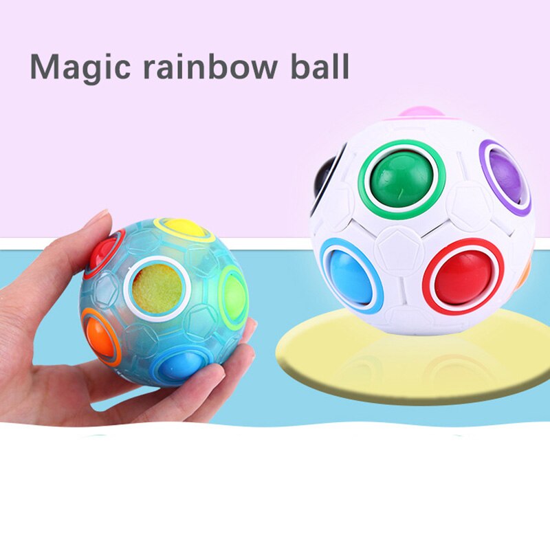 Spheric Magic Rainbow Ball Plastic Colorful Magic Balls Puzzle Toys Kids Educational Learning Game Luminous Cube