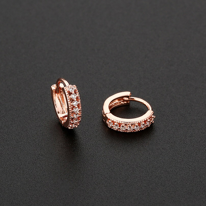 Meisjes Kleine Hoepel Oorbellen Golden/White Crystal Stud Minimale Hoops Tiny Earring Piercing Sieraden Voor Vrouwen Binnen 9 mm
