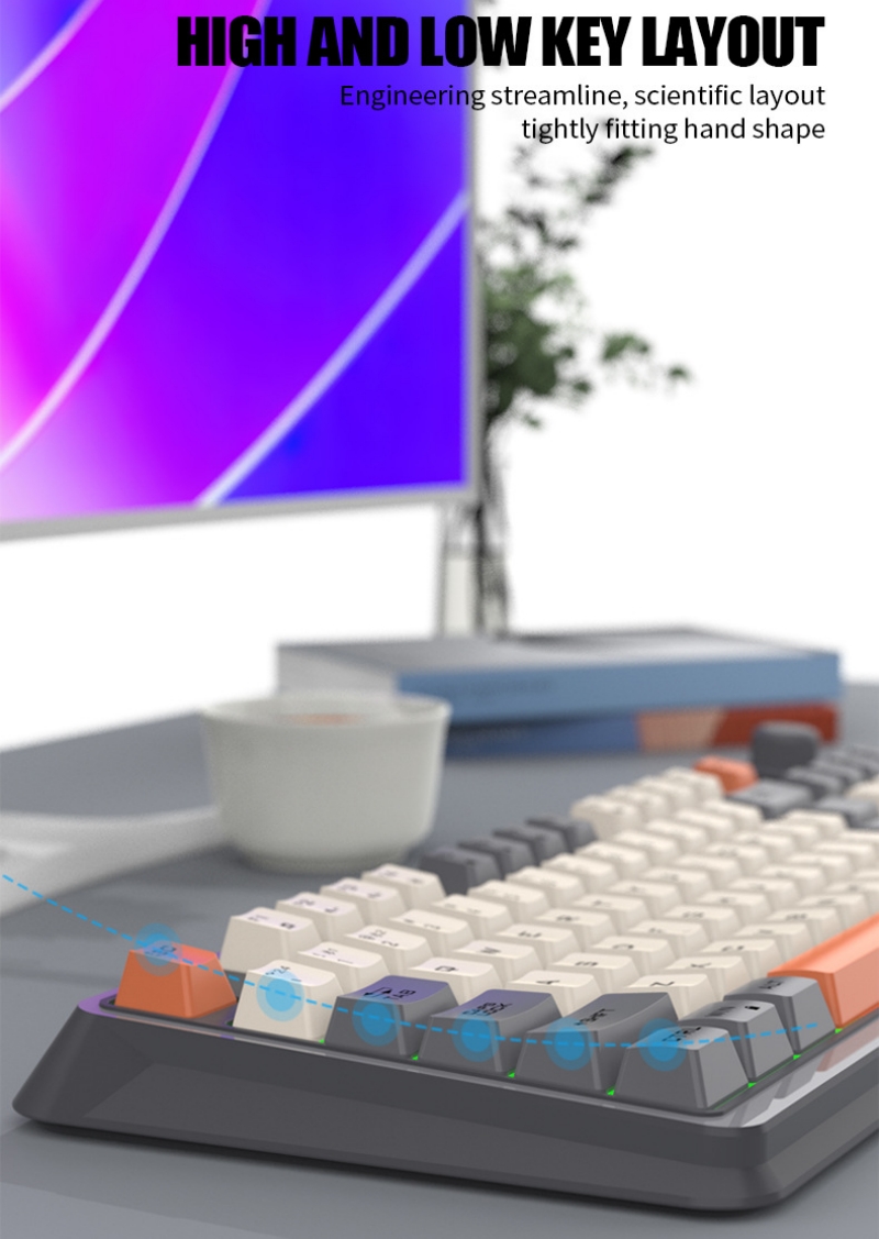 Nederland Draadloos mechanisch toetsenbord 94 toetsen 95% lay-out Engels Spaans Russisch Koreaans Arabisch toetsenbord Muisset Bluetooth 2.4G Type C Connect RGB K94 Grote oplaadbare batterij Ergonomie Gaming