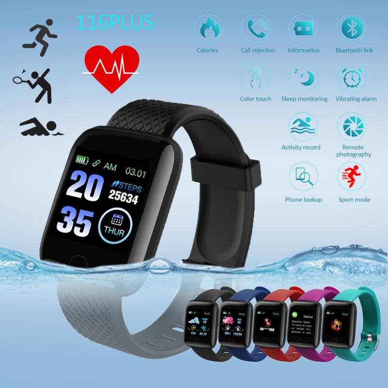 Smart Armband Horloge 116 Plus Bluetooth Smart Horloge HeartRate Bloeddrukmeter Fitness Tracker +