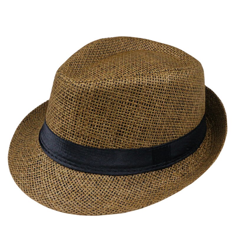 Sombrero de paja Panamá para niño y niña, sombrero de Sol de estilo veraniego, Trilby, apto para playa, 54 cm, ,: Coffee