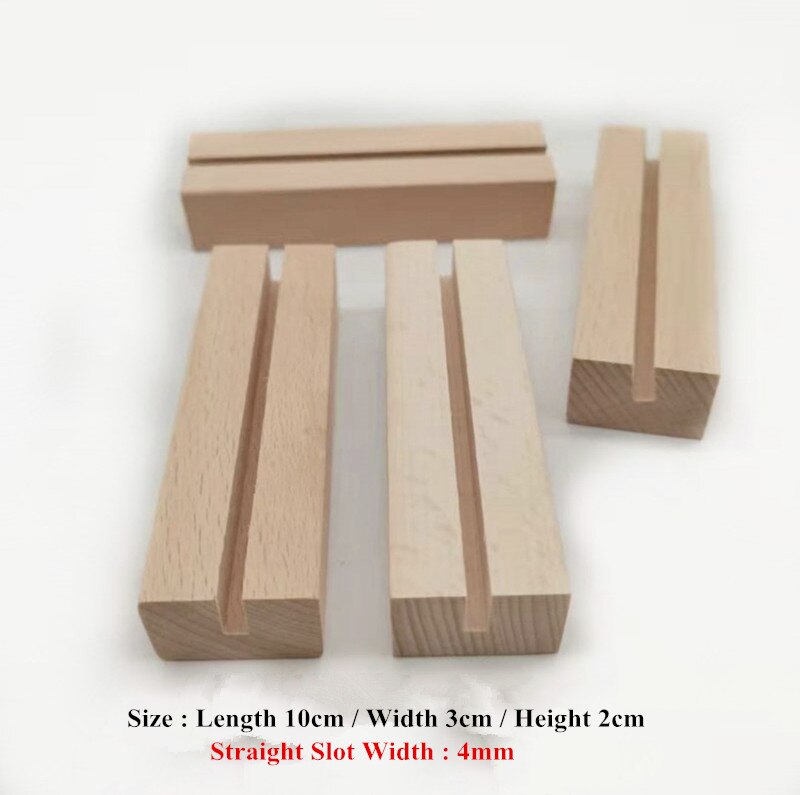 Wood Table Number Holders Stand Acrylic Sheets Display Stands Place Card Holder Base For Wedding Retail Signage, Party Events: Straight Slot 4mm