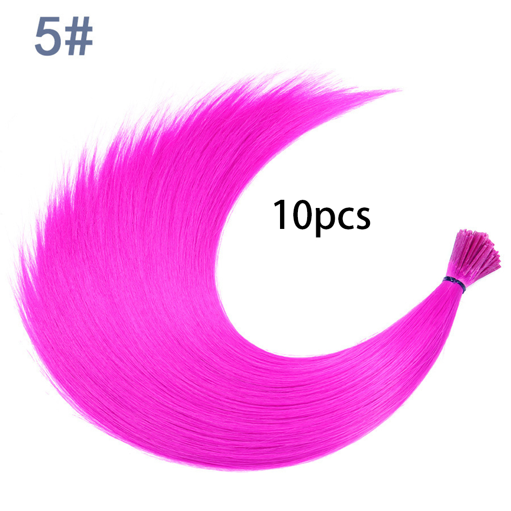 Extensiones de cabello sintético de color I-Tip Stick, pelo liso de 16 pulgadas para mujeres, alta temperatura, 10 hebras/paquete de colores: 4/27HL