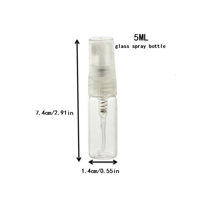 5 stuks 2ml 3ml 5ml mini draagbare glazen spuitfles lege parfumflesjes hervulbare parfumverstuiver reisaccessoires: 5ml