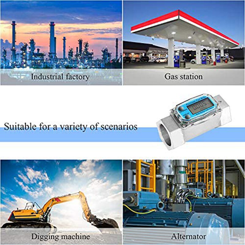 Turbine Flow Meter Electronic Digital Flow-Meter Stainless Steel Liquid Water Methanol (Meter Display Chip)