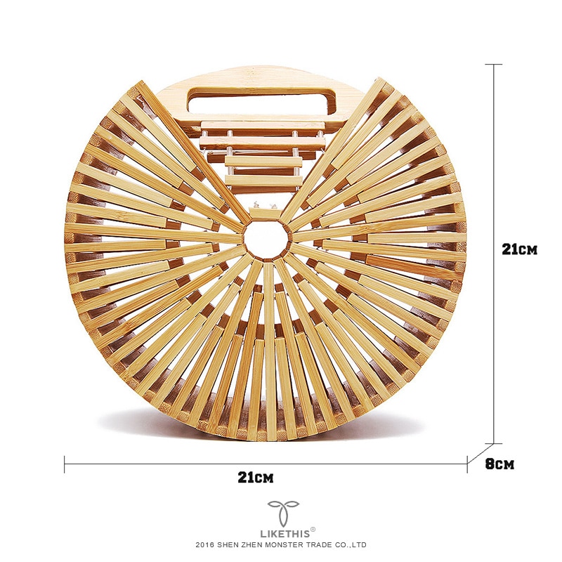 LIKETHIS Women Handbag Famous Brand Bamboo Summer Rattan Bag Handmade Woven Beach Semicircular