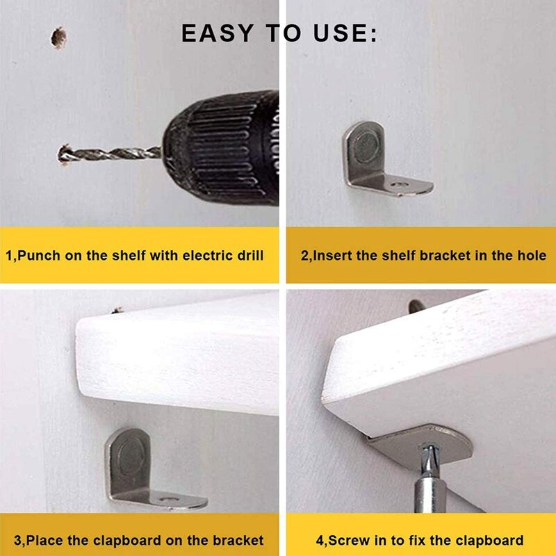 JHD-50 Pcs Shelf Support Pegs 6Mm L-Shaped Shelf Support Nickel Plated Shelf Bracket Pegs For Furniture