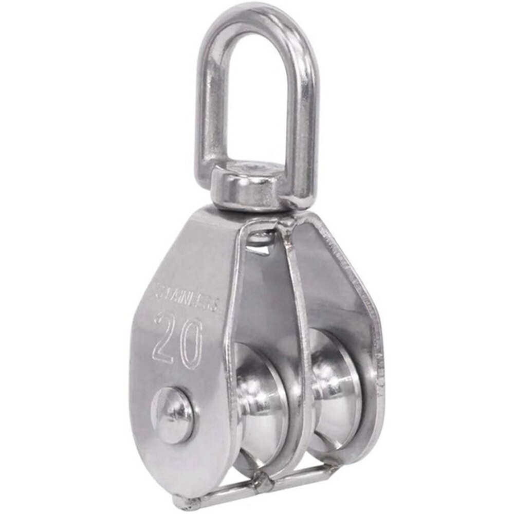 Stainless Steel Swivel Double Pulley Sheave Rigging Lift Rope Hanging Lifting Wheel