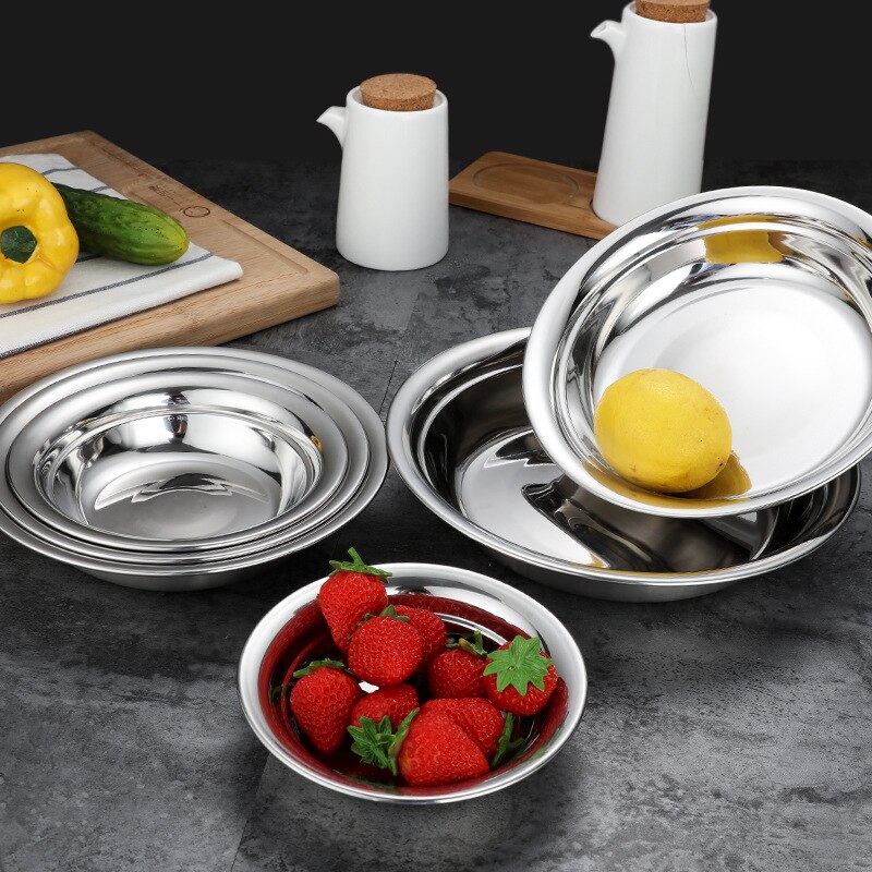 304 middagstallerkener i rustfritt stål serveringsfat pastaboller servise retter salat miksing matbeholder organiseringsbrett