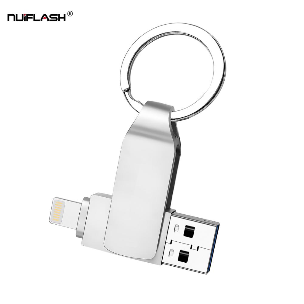 Unidad Flash USB para iPhone X/8/7/7 Plus/6/6s/5/SE/ipad, lápiz de memoria 2 en 1, 128GB, 256GB, 512GB
