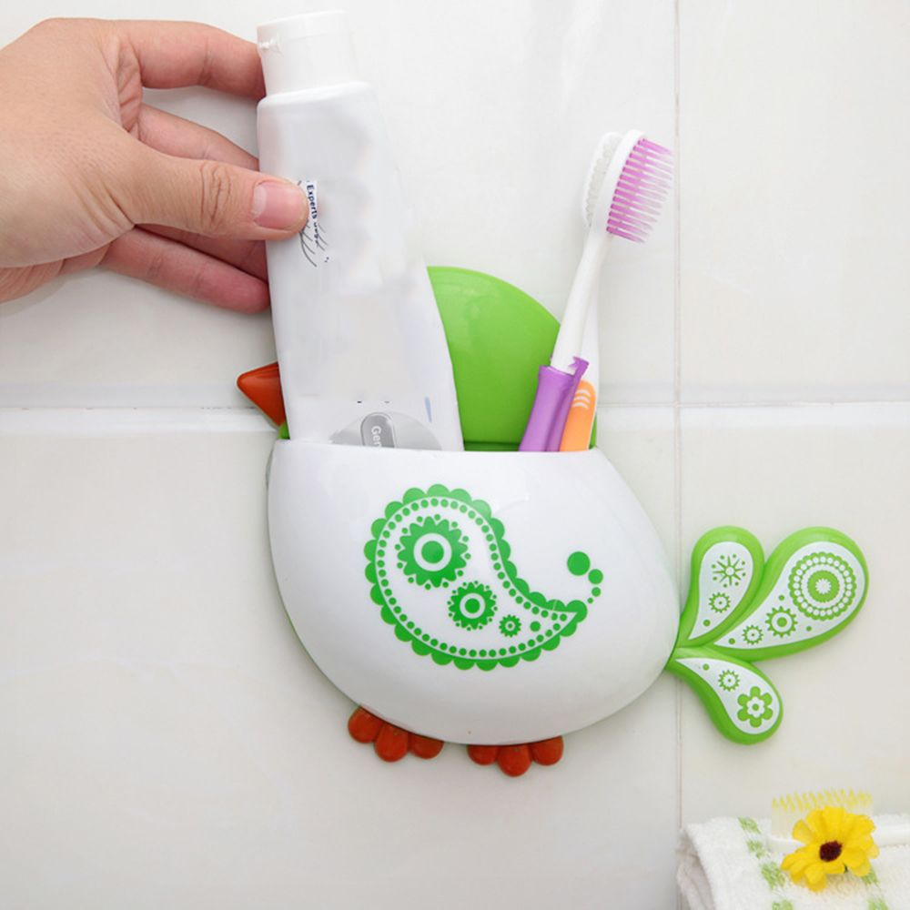 1pc Cartoon Bird Toothpaste Holder Wall Suction Cup for Kid Bathroom Organizer Toothpaste Toothbrush Holder Bathroom Accessories