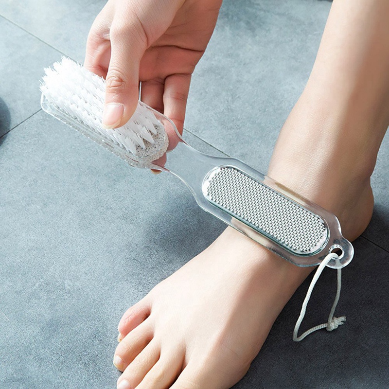 Home Foot Pumice Stone 4 In 1 Stone Dead Skin Remover Brush Pedicure Grinding Double Head Cleaning Brush - Janitorial & Sanitati