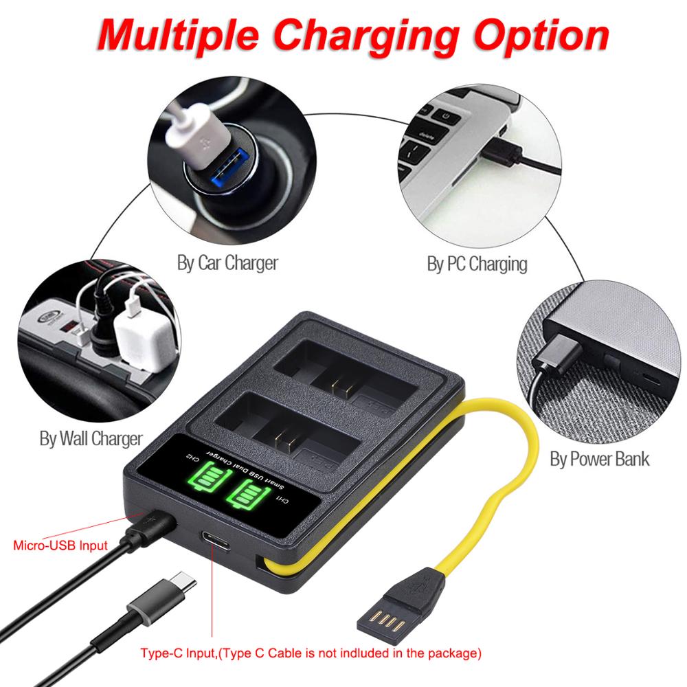 LP-E5 LPE5 Battery&amp;LED Dual Charger for Canon EOS Rebel XS, Rebel T1i, Rebel XSi, 1000D, 500D, 450D, Kiss X3, X2, F