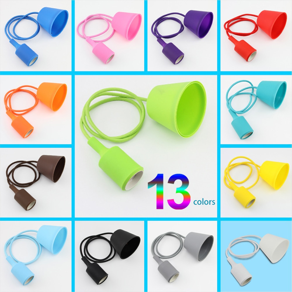 E27 Hängen Lampe Basis Birne Halfter DIY Buchse Bunte Silikon Linie Kronleuchter Beleuchtung Punkt Gummi Decke Leuchte Hause