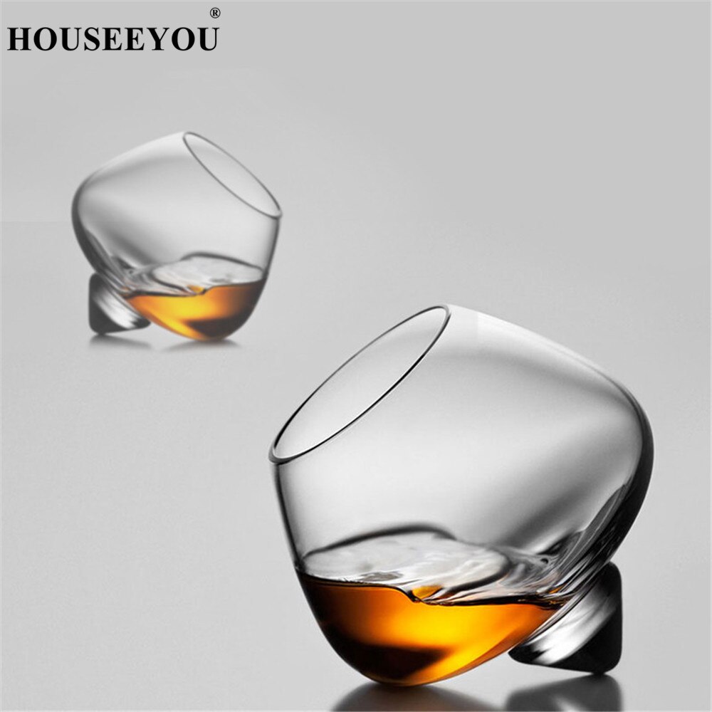 HOUSEEYOU Draaien Top Brede Buik Swing Whiskey Cocktail Wijn Cup Tumbler Cone Bottom Bar Keuken Drinken Crystal Bril