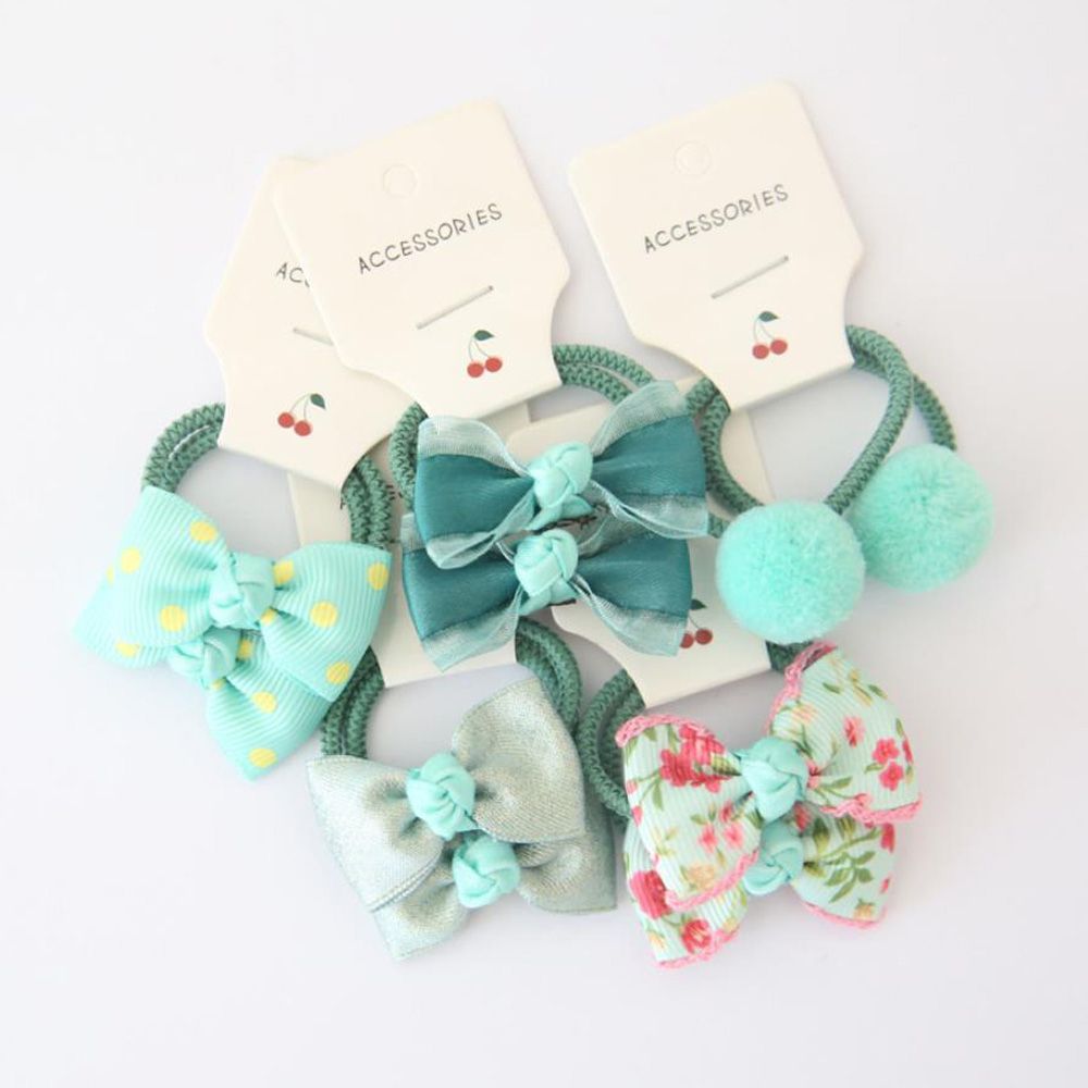 Cinta de goma elástica con lazo para niña y niño, lazos para el pelo de princesa, accesorios para el cabello de flores, Bola de felpa pequeña, 10 piezas: green