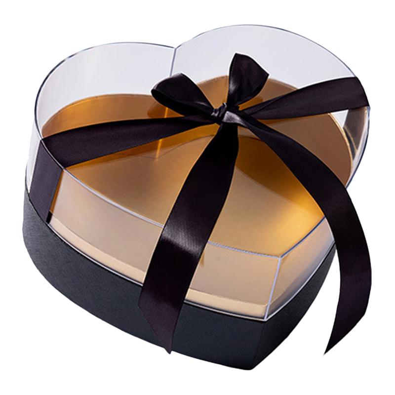 Flower Box Heart Shaped Flower Packing Box Acrylic Flower Box Heart Shaped Packing Box Flower Arrangement Container: black