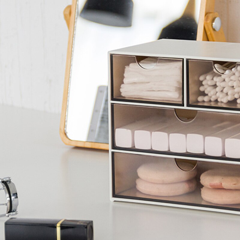 Eco-Friendly Desktop Jewelry Storage Box Transparent Plastic Storage Box Cabinets for Small Objects Makeup Organizers