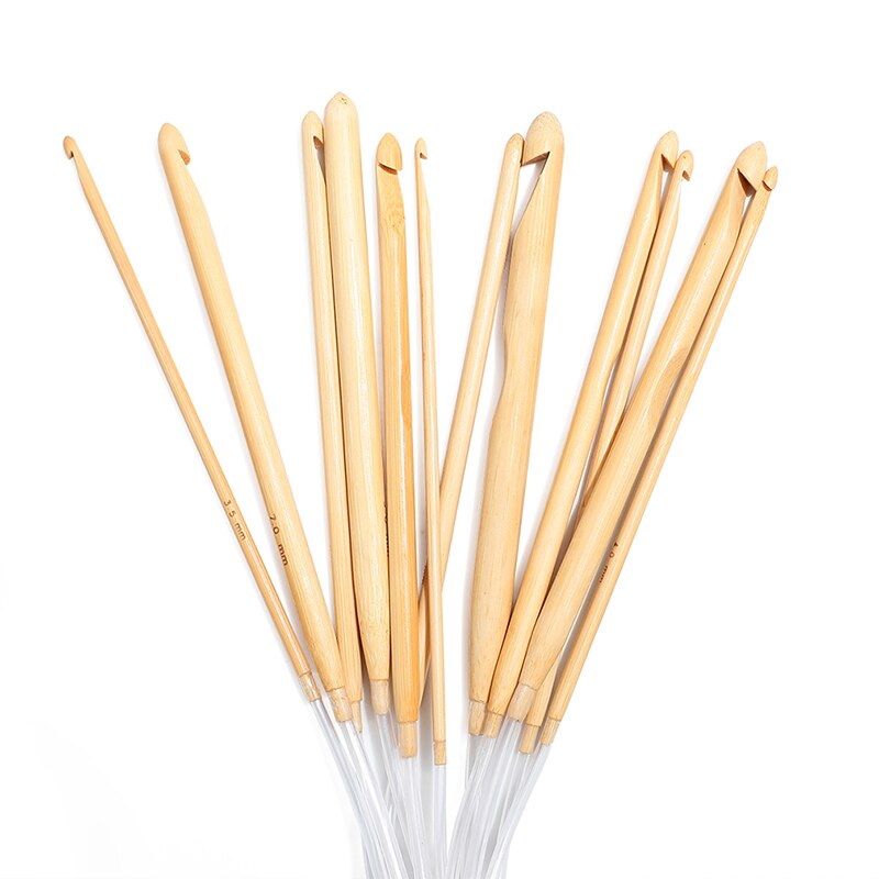12 Pcs Natural Bamboo Flexible Afghan Tunisian Carpet Crochet Hooks Needles 1.2 m Crochet Hooks Needles Set