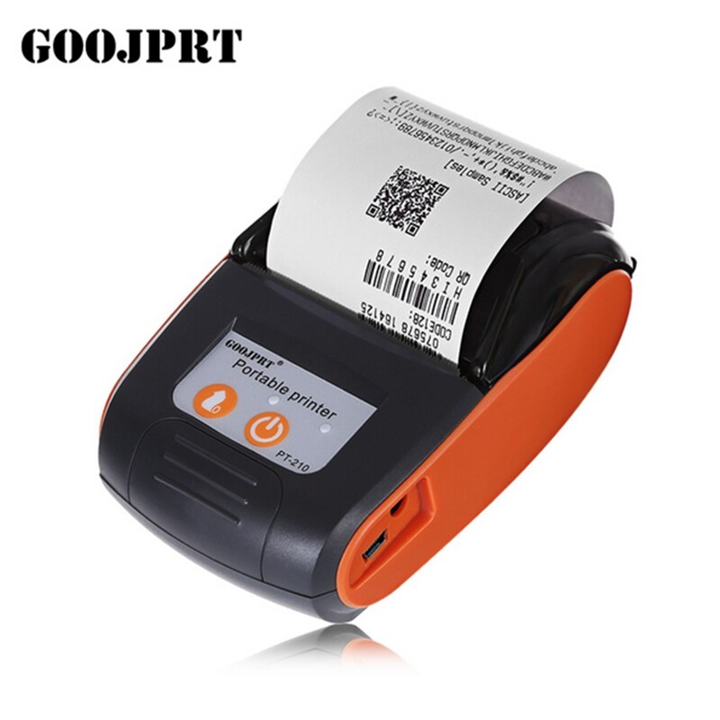 GOOJPRT PT-210 Android Portable Bluetooth imprimante thermique tenu dans la main 58mm imprimante de reçus pour Ios Android téléphone prise ue