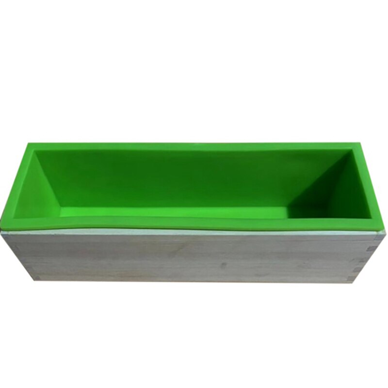 YO-Rectangular Silicone Soap Mold Flexible Loaf Mould with Wood Box for DIY Homemade Cold Process 1200G
