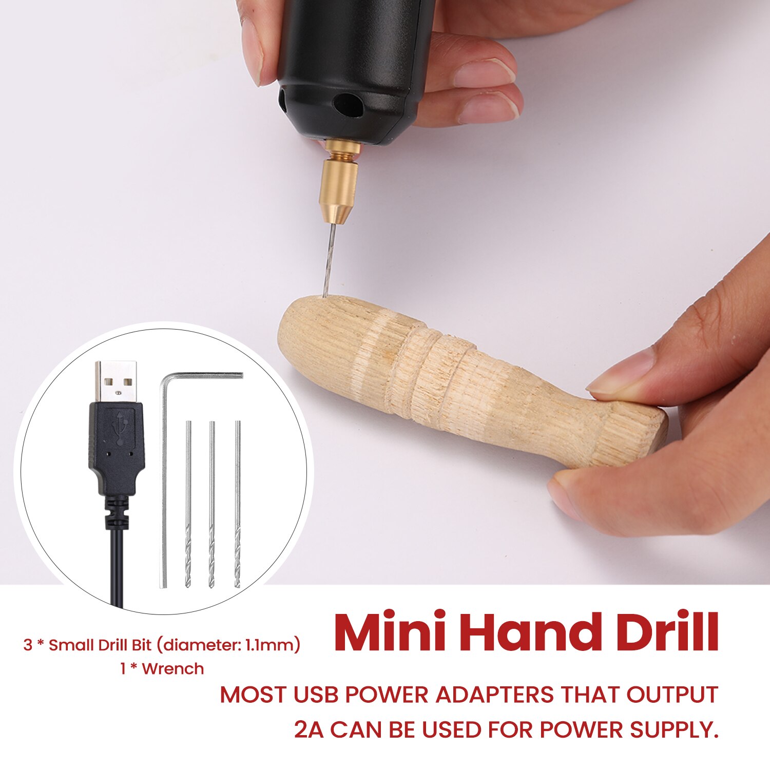 KKMOON-Mini taladro eléctrico de mano, Z-U36, USB, 5V de potencia, herramienta eléctrica de molienda pequeña para joyería de resina perlada
