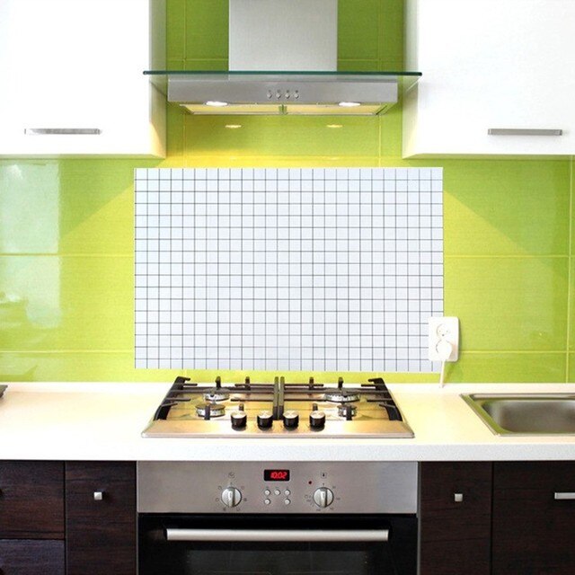 Kitchen Oil Proof Sticker 70*45Cm Aluminum Foil Oil Heat Anti Adhesive Cupboard Splash Protector Wall Oil-proof Kitchen Supplies: Silver