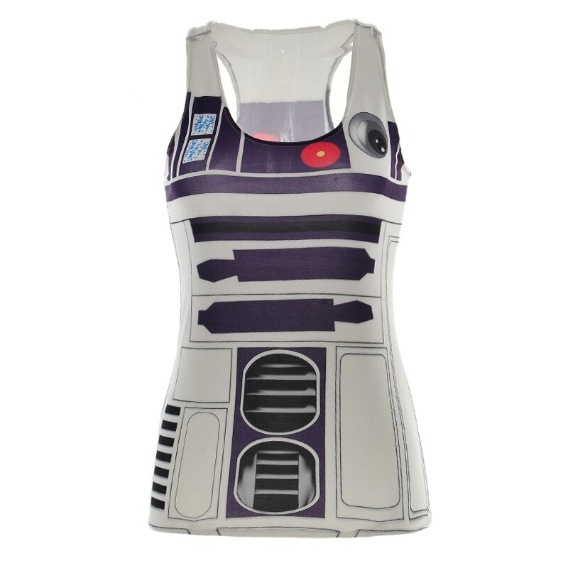 Kvinder vest i-formet robot multi digital print dans piger spandex skin tights ærmeløse til bodybuilding fitness sport