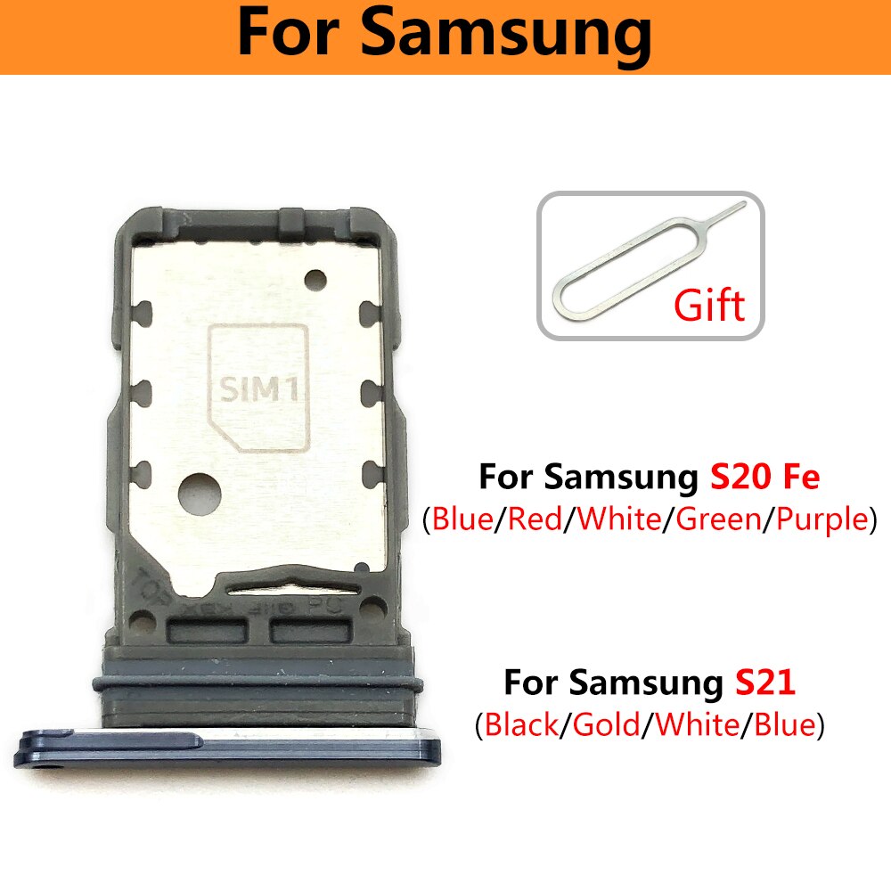 10 Pcs For Samsung S20 Fe S21 Sim Tray SIM Card Slot SD Card Tray Holder Adapter With Pin Smartphone Replacement Parts