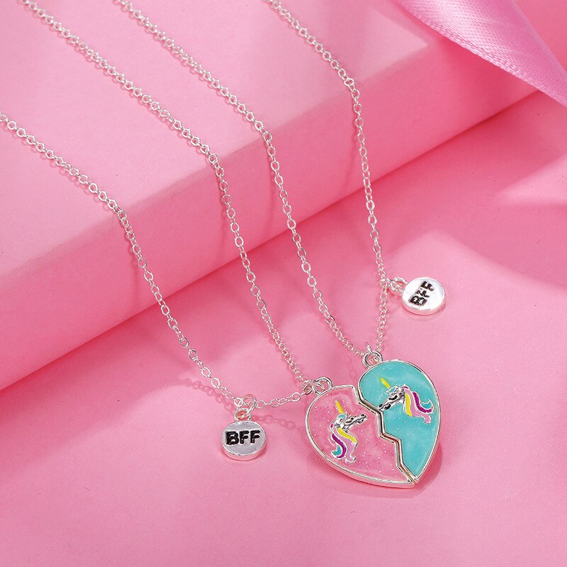 2PCS/Set Cartoon Cat Shape Pendant Chain Best Friends Necklace BFF Friendship Children's Jewelry for Girls: Style 16