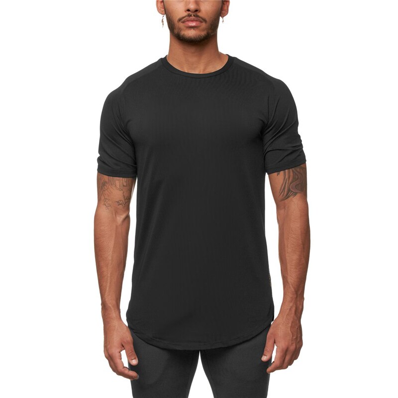 Mesh hardloop t-shirt heren strakke sportkleding zomer merk tops t-shirts effen snel drogend bodybuilding fitness t-shirt