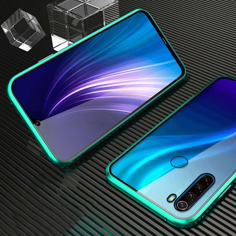 Voor Redmi Note 8 Pro Case Magnetische Dubbelzijdig Glas Luxe Bescherming Cover Voor Redmi Note 7 Pro Magnetische Case behuizing shell: For Redmi Note 7 / Green