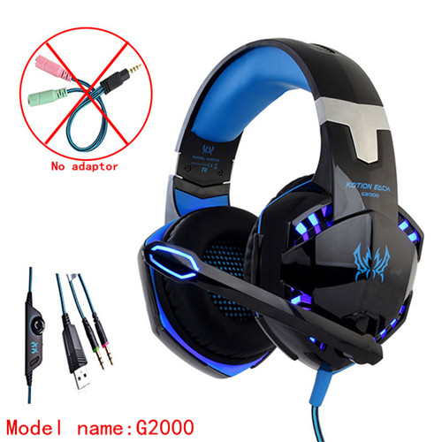 KOTION EACH G2000 G9000 G4000 stereo gaming headset big pc for computer with microphone LED Light Deep Bass gamer headphones: G2000lan