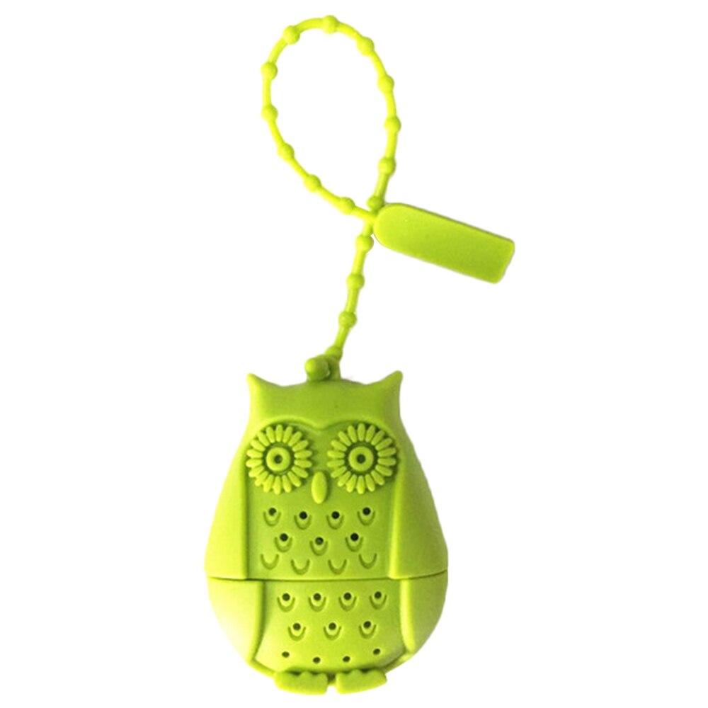 Cute Owl Tea Strainer Tea Bags Food Grade Silicone loose-leaf Tea Infuser Filter Diffuser Fun Cartoon Tea Accessories: Green